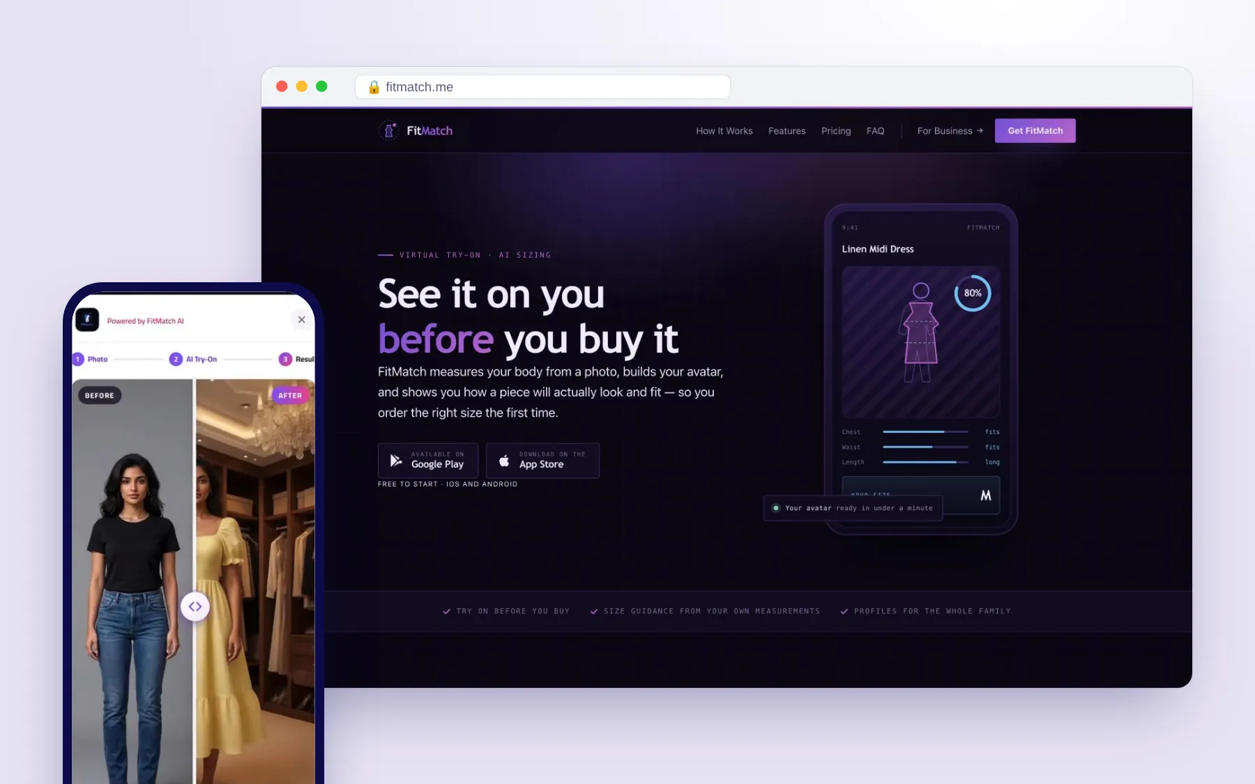 لقطات من مشروع FitMatch AI