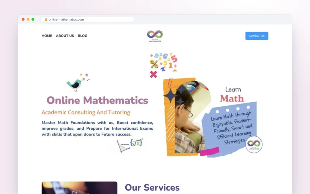 لقطة من مشروع Online Mathematics